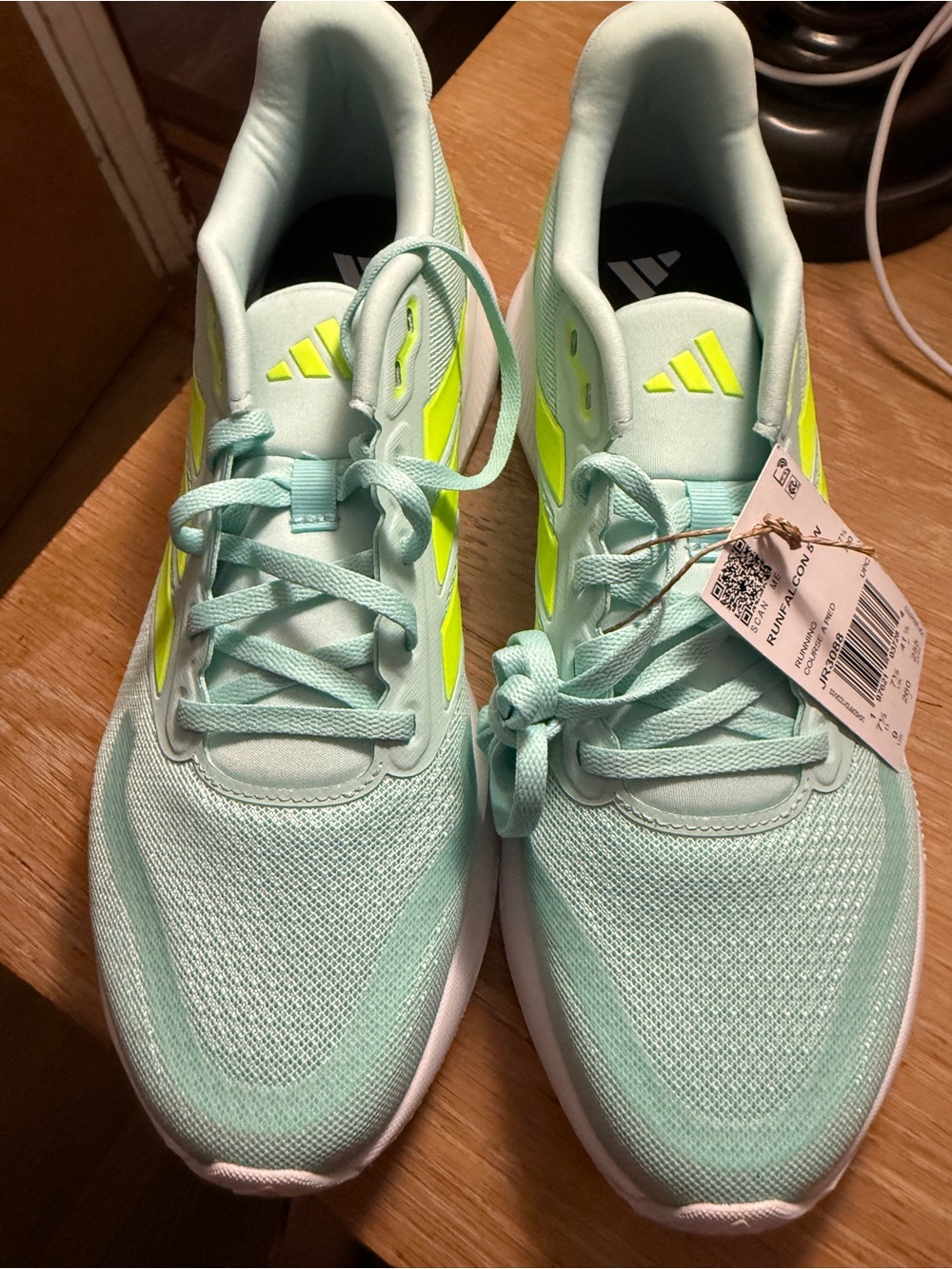 adidas Mint Teal Trainers with Neon Yellow Accents
